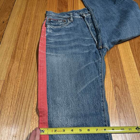 Kapital Red Stripe Blue Denim Jeans 28” x 31” Made in Japan Americana Button Fly - Picture 10 of 14